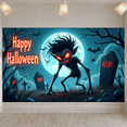 thumbnail image 4 of Creepy Cartoon Design Halloween Banner Spooky Graveyard Scene Decorative Elements for Halloween Party Scary Event Haunted House, 4 of 9