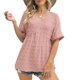 thumbnail image 1 of Top plisado con cuello en V para mujer, blusa plisada con cuello en V suave y transpirable a la moda, cómoda para la piel, rosa S, 1 of 5