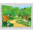 thumbnail image 1 of Forest Tapestry, Children Cartoon Environment Woodland Park with Pathway Blossoming Flowers and Trees, Wall Hanging for Bedroom Living Room Dorm Decor, 80W X 60L Inches, Multicolor, by Ambesonne, 1 of 2