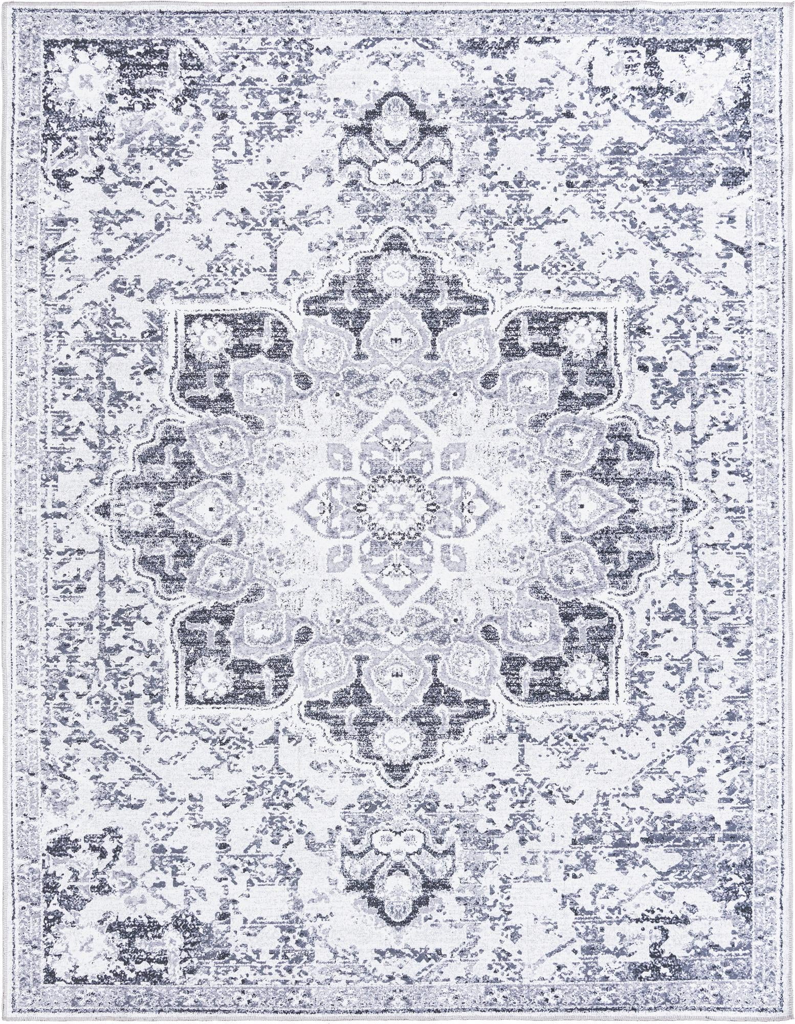 Francesca Collection Washable Rug 8' x 10' Light Gray