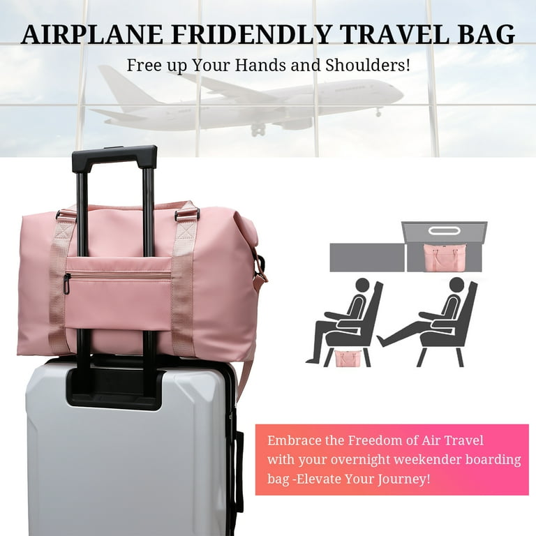 Travel Duffle Bag Foldable Gym Bag for Women Men Weekend Bag with Wet Pocket Hospital Bags for Labor and Delivery Airplane Travel Essentials for Flying Pink Walmart