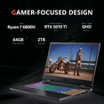 thumbnail image 2 of Acer Nitro 5 15.6" QHD (2560 x 1440) 165Hz Gaming Laptop, AMD Ryzen 7 6800H, 64GB DDR5 RAM, 2TB SSD, NVIDIA GeForce RTX 3070Ti, 4-Zone RGB Keyboard, Wi-Fi 6, Win 11 Pro, Black, 32GB Hotface USB Card, 2 of 9