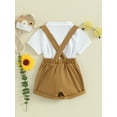 thumbnail image 4 of Suagox Baby Boy 2 Pcs Outfits Summer Gentleman Set Short Sleeve Lapel Button Romper + Suspender Shorts for 0-18 Months Baby, 4 of 10