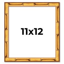 11x12 Frame Gold Bamboo Solid Wood Picture Frame | 1 Inch Moulding Width | Interior Frame Depth