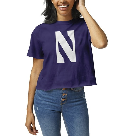 Women's League Collegiate Wear Purple Northwestern Wildcats Clothesline Crop T-Shirt