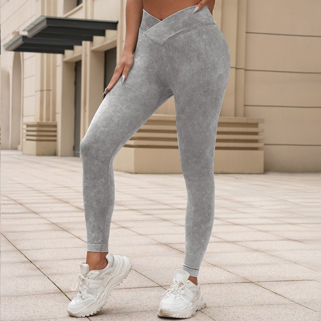 MKLEKYY Conjunto deportivo para mujer, pantalones de yoga lavados sin costuras para mujer, mallas de cintura alta para fitness, running y levantamiento de melocotón