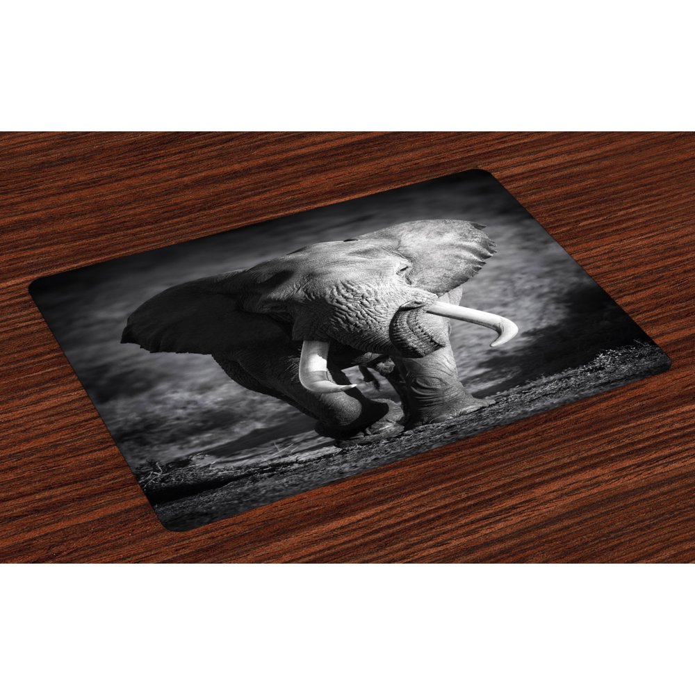 Elephant Placemats Set of 4 Majestic Elephant Bull Approaching Photo