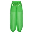thumbnail image 5 of HULIJA Women's Belly Dance Trousers Side Split Sequin Shiny Harem Pants Green One Size, 5 of 7
