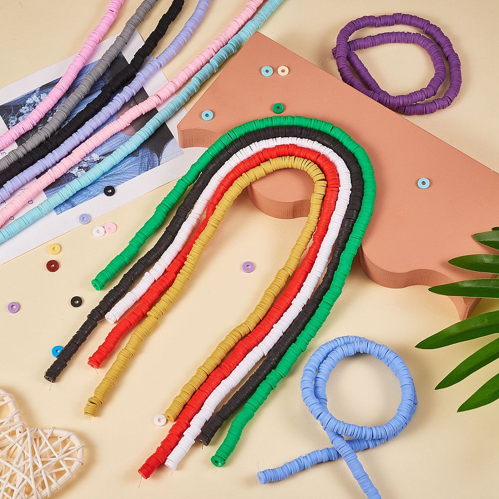 1set DIY Bracelets Making Kits Including 30 Strands Handmade Polymer Clay Beads Mixed Color 6x0.5~1mm Hole: 1.8~2mm about 290~400pcs/strand
