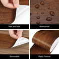thumbnail image 2 of Waterproof Wall Border Peel Bathroom Mirror Frame Border Sticker 2 Pcs Self Adhesive Floor Repair Patch Removable Border Sticker for Bathroom Living Room Kitchen(16.4 ft x 3.9 in Brown), 2 of 8