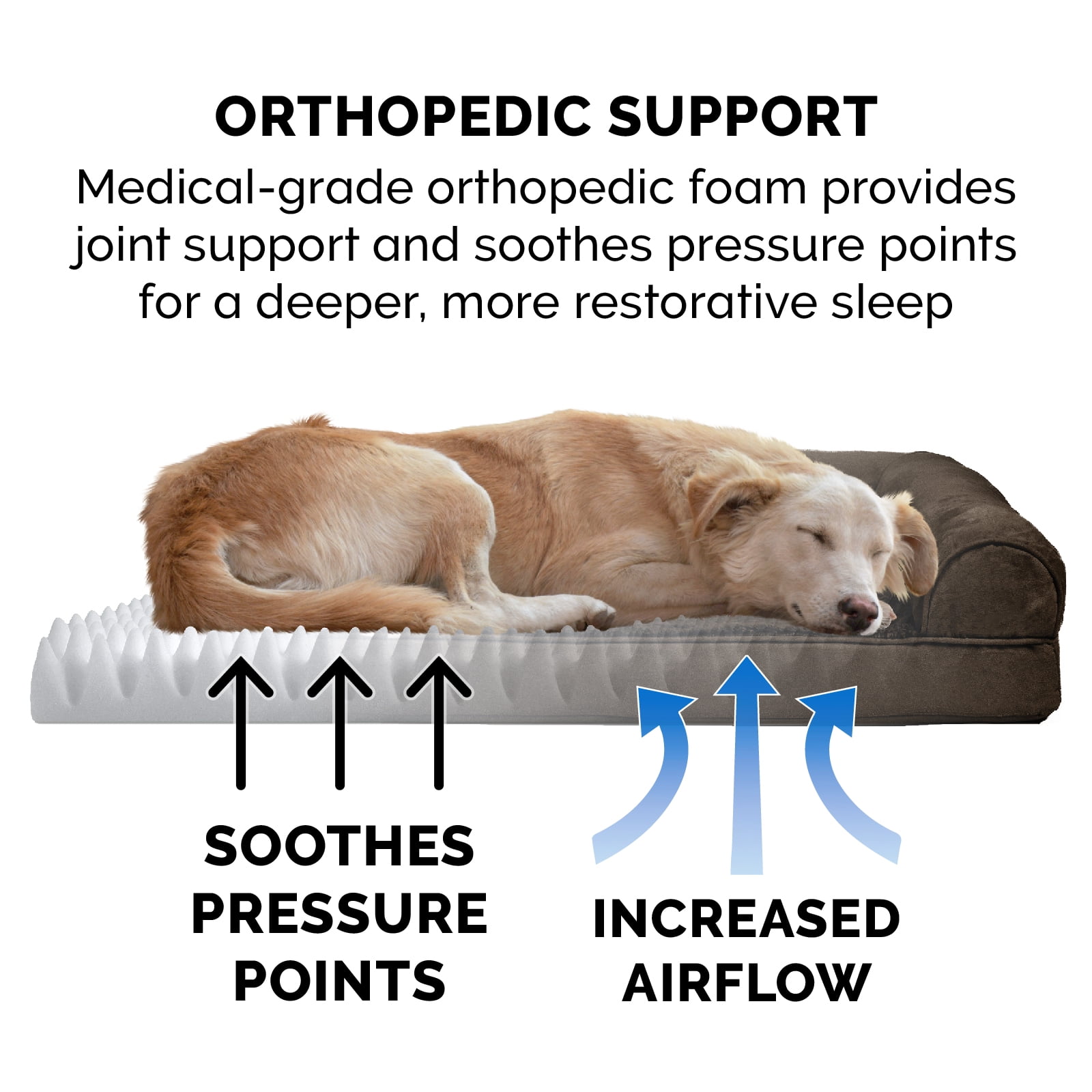 FurHaven Plush & Suede Orthopedic Sofa Pet Bed for Dogs & Cats - Espresso, Medium