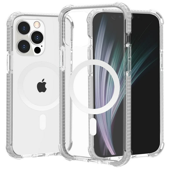 MagSafe Compatible Transparent Protective Bumper Case for iPhone 14 Pro Max - White