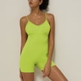 thumbnail image 6 of One Piece Jumpsuit for Women Sleeveless Backless Yoga Bodysuit with Padded Bra Shorts Sports Bodycon High Elastic Womens Outfits Green S, 6 of 8