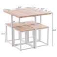 thumbnail image 5 of 5 Piece Dining Table Set for 4, Wood and Metal Rectangular Table Kitchen Set with Wood TableTop & Sturdy Steel Frame, Industrial Compact Kitchen Table Set for Dining Room, S9999, 5 of 8