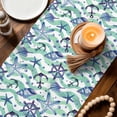 thumbnail image 2 of Blue Starfish Anchor Cotton Linen Table Runner for Dining Kitchen, Summer Coastal Teal Waves Stripe Wedding Outdoor Party Tablerunners Decoration, Dresser Scarf Coffee Tablecloth Runners 13x72 Inches, 2 of 9