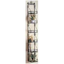 Spice Rack with 6 Metal Basket Shelves - 45 Inch Wall Mounted Organizer - Scroll Design - Kitchen Storage for Spices, Seasonings, and More