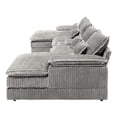 thumbnail image 2 of FFH 125" Modular Sectional Sofa with Double Chaise Oversized U Shaped Cloud Couch for Living Room, 4-Seat, Storage Console, USB Ports, Corduroy Light Gray, 2 of 5