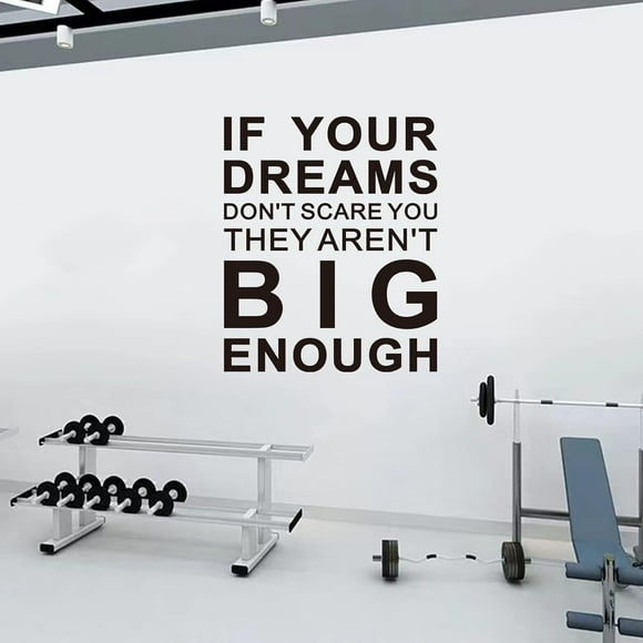 Inspirational Quotes Wall Stickers - Motivational Office Gym Wall Stickers - Positive Home Vinyl Art Wall Decor - If Your Dreams Don't Scare You 15"X18"