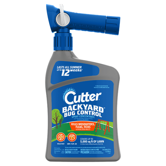 Cutter Backyard Bug Control Insecticide Concentrate with QuickFlip Hose-End Sprayer, 32 Ounces
