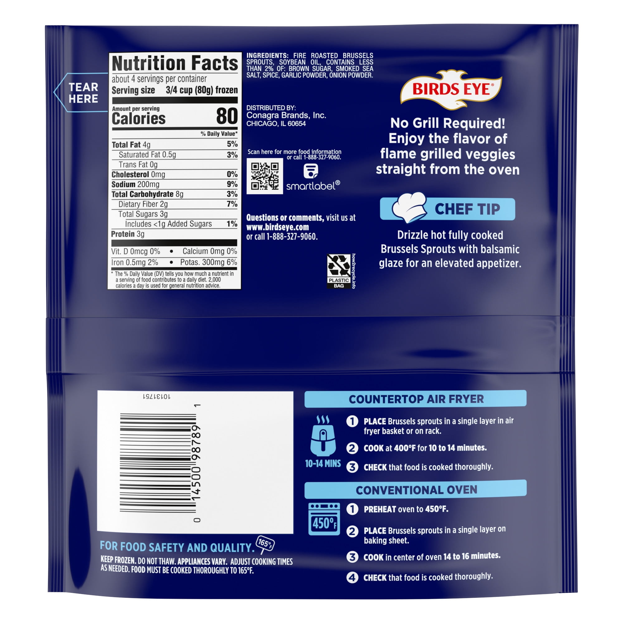 Birds Eye Fire Roasted Brussels Sprouts, Frozen Vegetables, 12 oz. Bag