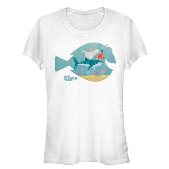 Junior's Finding Dory Fish Frame Graphic Tee White Large