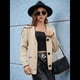 thumbnail image 5 of Suéter de Larga con Bloques de Color para Mujer, Abrigo Informal de Otoño con Botones y Bolsillo Caqui S, 5 of 10