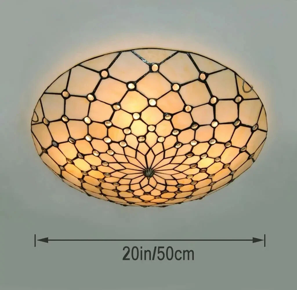 More Change Tiffany Style Ceiling Chandelier Light Flush Mount Lamp Fixtures Stained Glass Decor