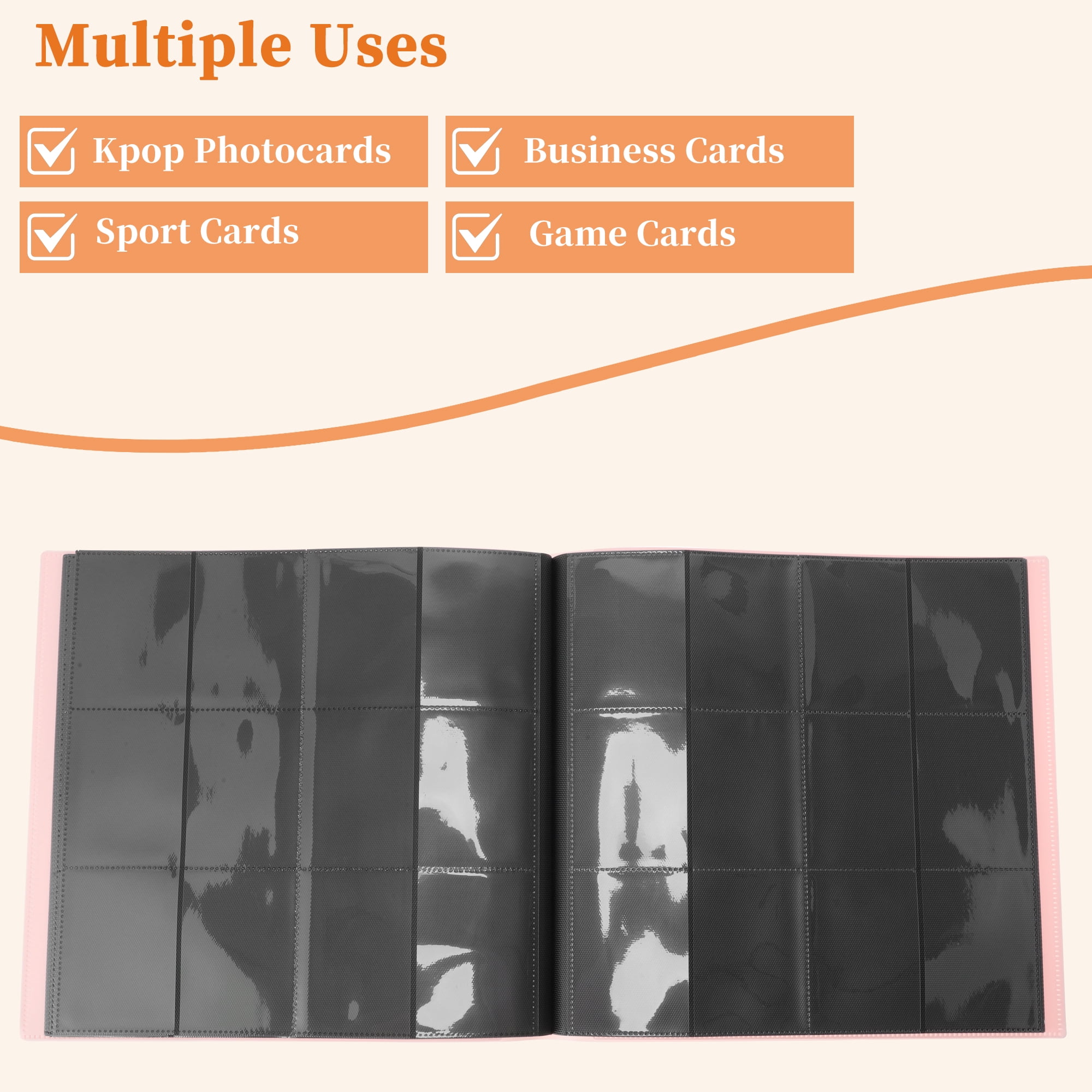 Unique Bargains Card Binder with 12 Pockets and 20 Pages for 480 Card Capacity ["Pink"]