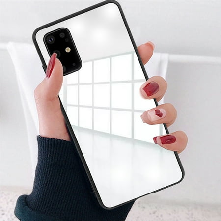 Mirror Case for Galaxy S11/ S20 Plus Case For Girls Womens GoldCherry Luxury Square Glass Glossy Mirror Shockproof Smooth Hard Case for Samsung Galaxy S11 6.7 inch
