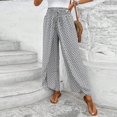 thumbnail image 4 of CIENVNSTG Floral Palazzo Boho Flowy Baggy Pants for Women Elastic High Waist Wide Leg Vacation Casual Long Lounge Trendy Trousers White S, 4 of 6