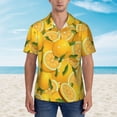 thumbnail image 4 of Balery Yellow Limes Print Men's Hawaiian Shirts Short Sleeve Beach Shirt Relaxed Fit Vacation Button Down Shirts-XX-Large, 4 of 9