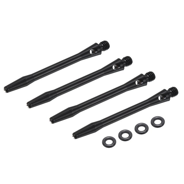 Uxcell Aluminum Dart Shafts , 2BA Thread Dart Stems Replacement Accessories with Rubber Rings for Steel Tip Black 48mm