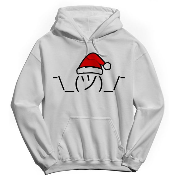 Haywood & Main Christmas Shrug Graphic White Men's Cotton Pullover Hoodie