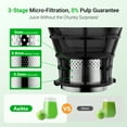 thumbnail image 6 of Aeitto Max5 Cold Press Juicer, 250W Juicer Machine with 5.3" Lagrge Feed Chute, 1.7L High Juice Yiled for Fruits and Vegetables, Coal, 6 of 11