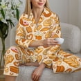 thumbnail image 6 of Salouo Various Bread Pattern Women's Pajamas Set Long Sleeve Button Down Sleepwear Soft Pj Lounge Sets for women 2 Piece Pjs Set with Long Pants-XX-Large, 6 of 7