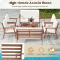 thumbnail image 6 of Costway 8 PCS Patio Conversation Set Acacia Wood Sofa Coffee Table with Cushioned Seat White, 6 of 9