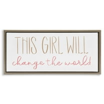 Stupell Industries Girl Power Motivational Phrase Inspirational Painting Brown Floater Framed Canvas Art Print Wall Art, 31 x 14