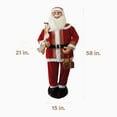 thumbnail image 3 of Fraser Hill Farm 4.8 ft Life-Size Dancing Santa Claus with Naughty and Nice List, Gifts and Toy Sack Animatronic Figurine, FASC058D-14RED, 3 of 22