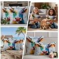 thumbnail image 5 of Vintage Cow Outdoor Waterproof Pillow Covers, Country Oil Abstract Painting Wooden Grain Decorative Square Throw Pillowcase Sofa Cushion Sham for Patio/Couch/Chair, 26"x26" 2 Pack, 5 of 8