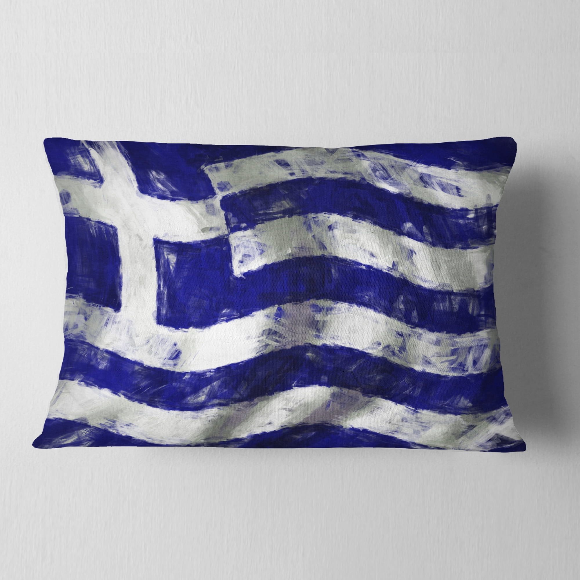 Designart Flag of Greece - Contemporary Throw Pillow - 12x20