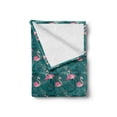 thumbnail image 2 of Flamingo Soft Flannel Fleece Throw Blanket, Repeating Exotic Pattern of Tropic Birds on Leaves Island Setting Creatures, Cozy Plush for Indoor and Outdoor Use, 60" x 80", Teal and Pink, by Ambesonne, 2 of 6