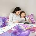 thumbnail image 4 of Feelyou Purple Unicorn Twin Bedding Sets 7-Piece for Kids, Dreamy Flower Floral Bedding Comforter Set, Kawaii Cartoon Animal Reversible Sheet Sets, Ultra Soft Home Decor, 4 of 7