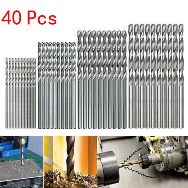 40pcs Mini Drill HSS Bit 0.5mm 2.0mm Juego de brocas helicoidales de vástago recto