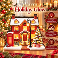 thumbnail image 2 of Christmas Village Decor, Wooden Colorful Townhouse Village Tabletop House with Soft Light for Mantel Shelf Desk and Table, 4.72 x 4.33 x 0.79 in, 2 of 6