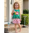 thumbnail image 5 of BemeyourBBs Toddler Baby Girls Back to School Outfit Summer Kindergarten Outfits Baby Girl First Day of School Outfit Cute Apple Pencil Embroidery Sleeveless Tunic Shirt Tops and Floral Shorts Set, 5 of 9