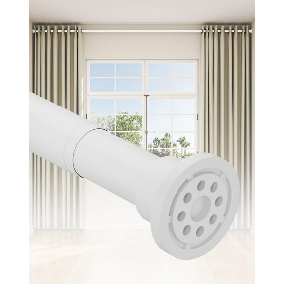 Tension Curtain Rod by , 42 to 160 Inch, Extra Long Tension Rod for Windows, Heavy Duty Adjustable Curtain Rods for Windows, Room Divider Curtain Rod, Tension Rods for Bathroom, Anti-slip,White