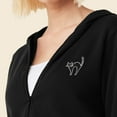 thumbnail image 5 of Dalix Black Cat Embroidered Fleece Cropped Zip Hoodie Cold Fall Winter Womens in Black S Small, 5 of 5