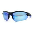 thumbnail image 5 of Polarized Mens Color Mirror Baseball Half Rim Wrap Sport Plastic Sunglasses Black Blue - Blue Mirror, 5 of 8