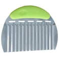 thumbnail image 2 of Crinkle Cutter for French Fries, Large Wavy Chopper for Potatoes and Carrots, Stainless Steel Vegetable Slicer, Green, 2 of 4