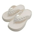 thumbnail image 6 of HAOTAGS Casual Summer Wedge Sandals for Women Fashion Solid Flip Flops White Size US:6, 6 of 7